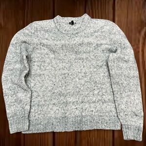 Express Men's Heather Light Gray Crewneck Sweater